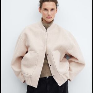 Mango Cream Bomber Jacket